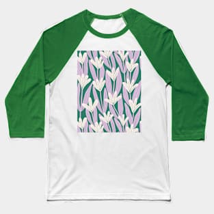 Minimalist magnolias - Teal and lavender Baseball T-Shirt